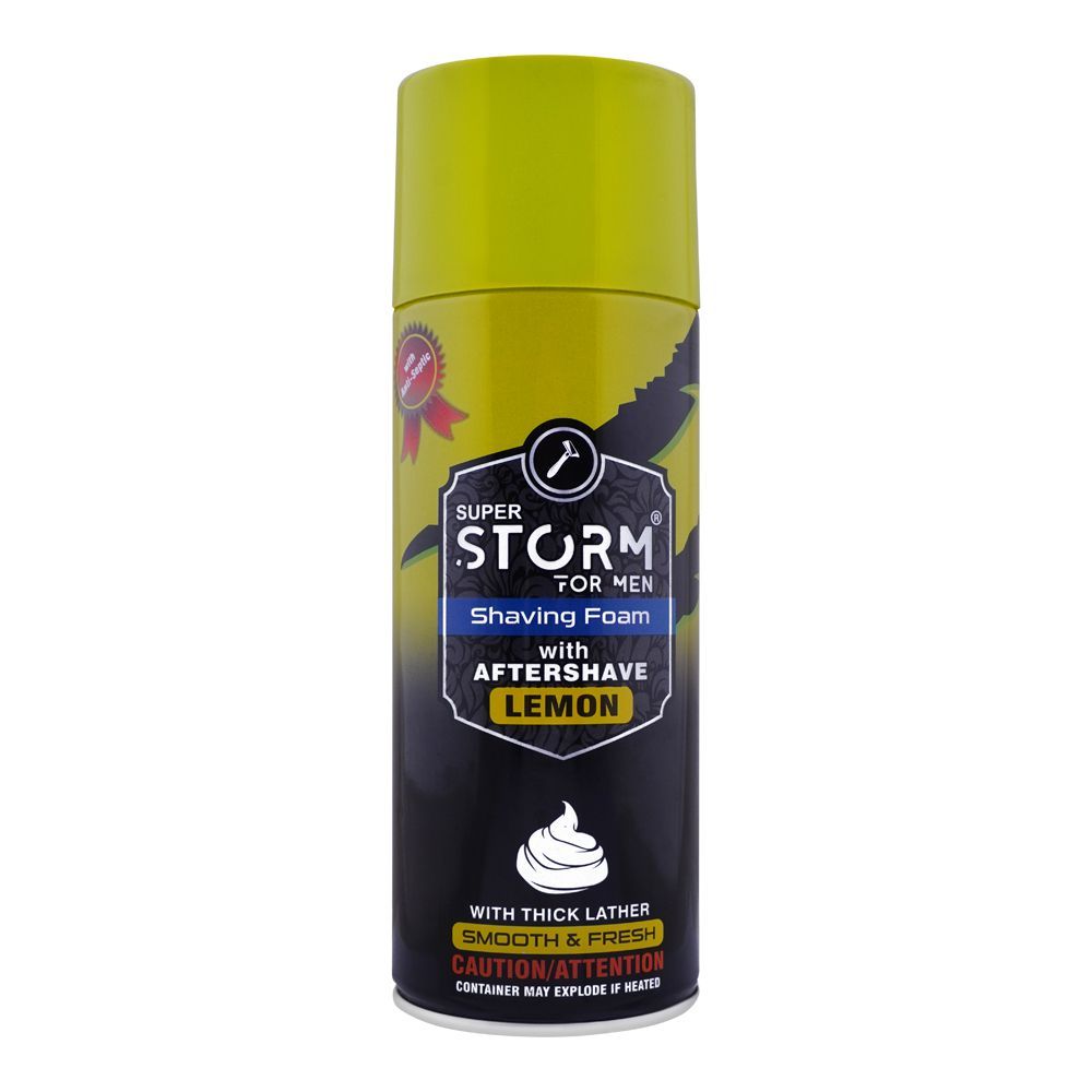 SUPER STORM FOR MEN LEMON SHAVING FOAM WITH AFTER SHAVE, 400ml