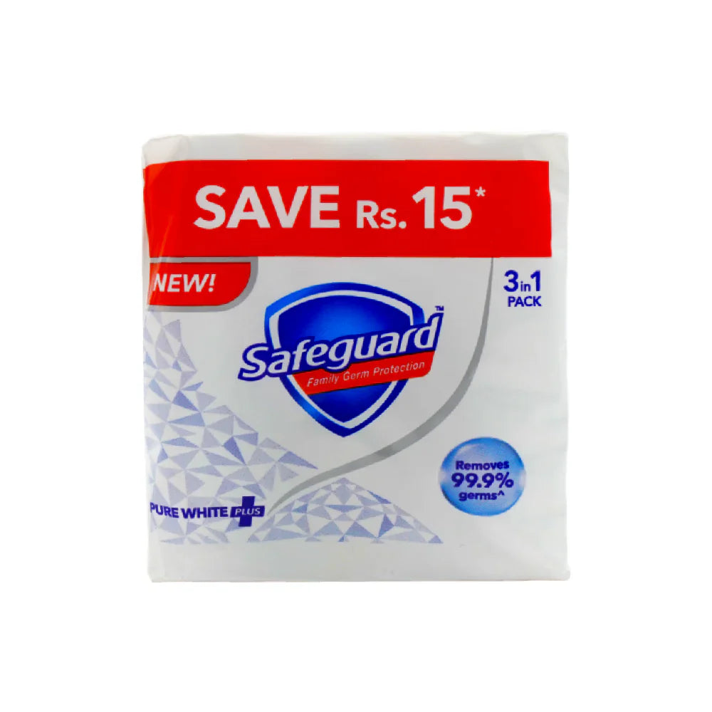 SAFEGUARD SOAP PURE WHITE MEDIUM SIZE 3X95 GM