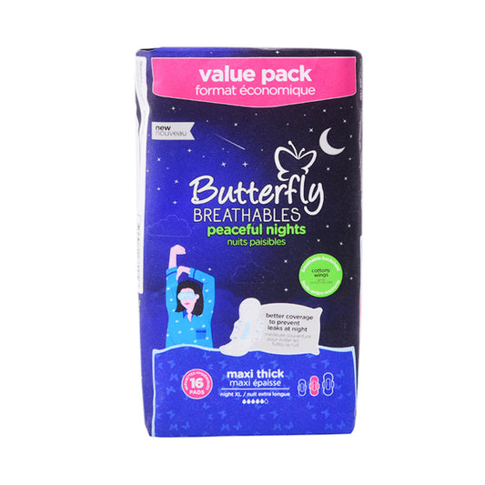 BUTTERFLY BREATHABLES PEACEFUL NIGHT MAXI THICK 16 PCS