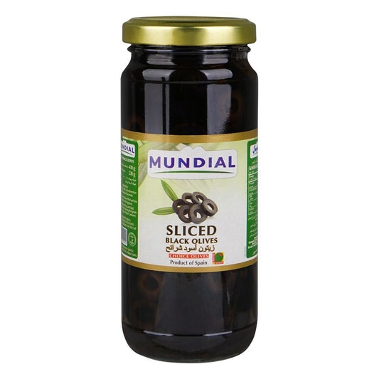 MUNDIAL SLICED BLACK OLIVES 450G