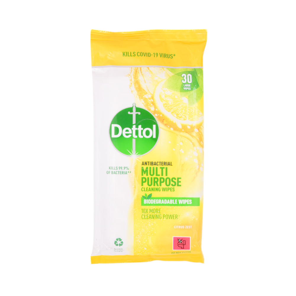 DETTOL ANTIBACTERIAL MULTI PURPOSE WIPES 30S