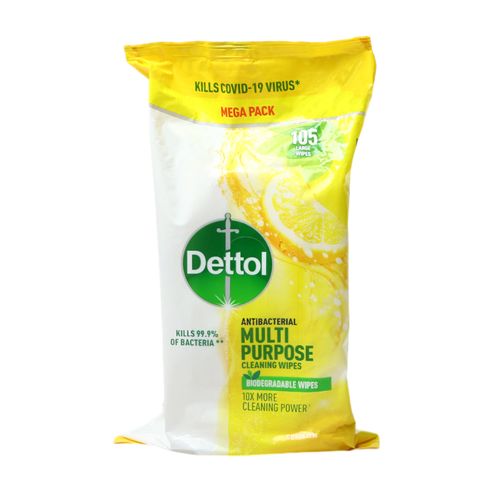 DETTOL CLEANING MULTI PURPOSE WIPES CITRUS ZEST 105S