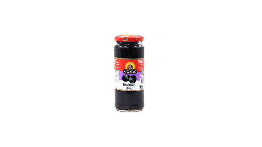 FIGARO OLIVES 160G PITTED BLACK OLIVES