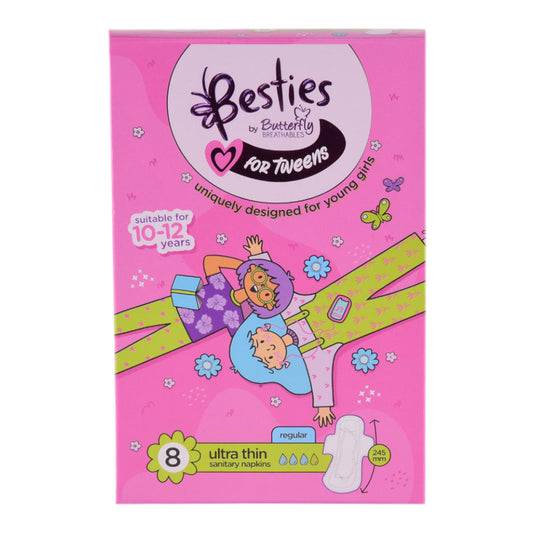BUTTERFLY BESTIES TWEENS ULTRA THIN SANITARY NAPKINS REGULAR