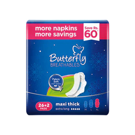 BUTTERFLY BREATHABLES MAXI THICK EXTRA LONG TRIO PACK 28 PCS