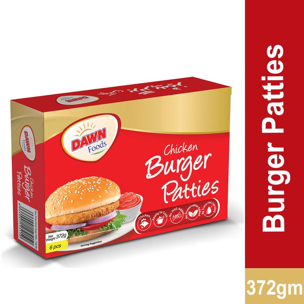 DAWN CHICKEN BURGER PATTIES 6 PIECES 372 GRAMS