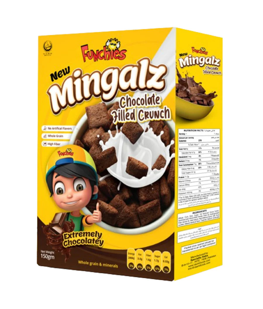 FUNCHIES MINGLZ CHOCOLATE FILLED CRUNCH 150g BOX