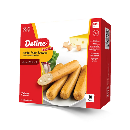 K&N'S JUMBO FRANK SAUSAGES CHEESE & ONION 10'S 740G