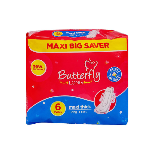 BUTTERFLY LONG MAXI THICK SANITARY NAPKINS 6 PCS