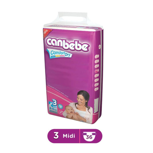 CANBEBE DIAPER COMFORT DRY MIDI 3 36PC 4-9 KG