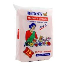 BUTTERFLY PADS MOTHER COMFORT MEDIUM 16PCS